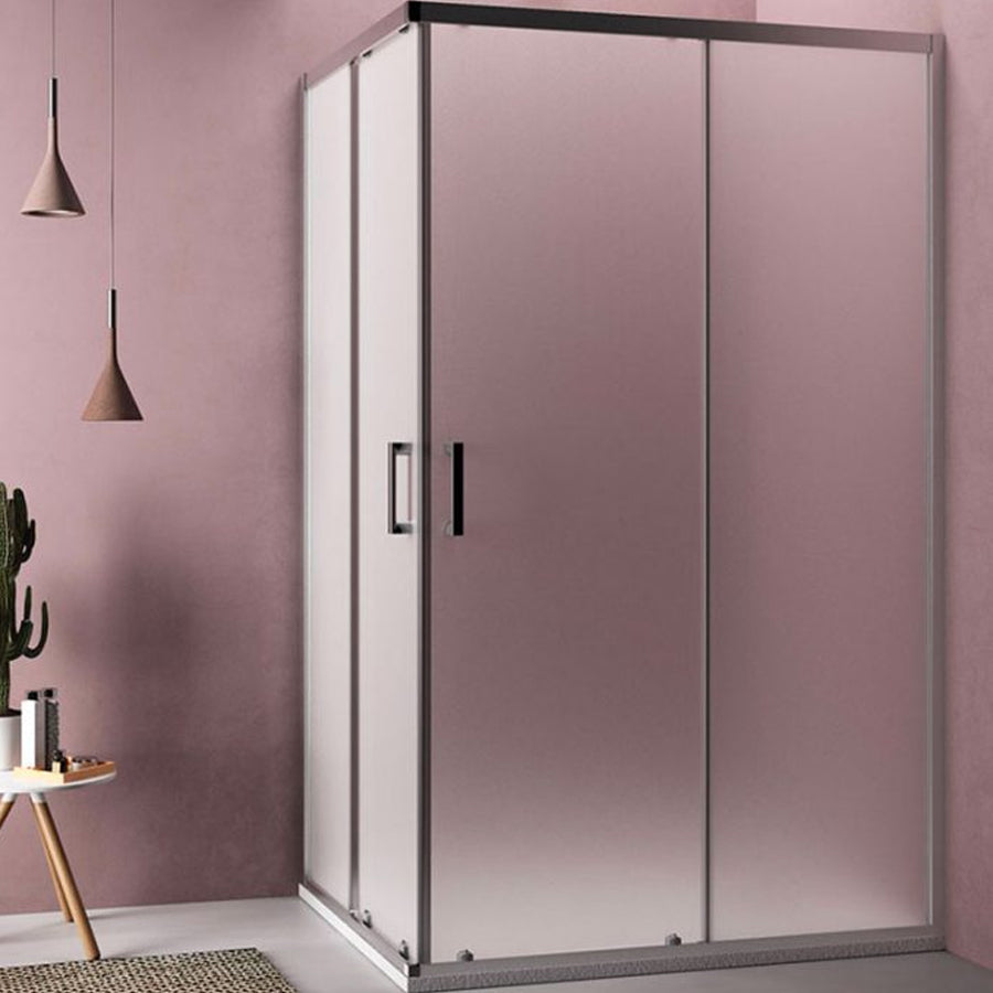 Box doccia angolare rettangolare 70x90 modello Loop con cristallo opaco textured anticalcare Smart Clean