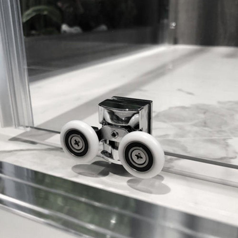 Porta doccia 2 ante scorrevoli reversibile da 160 cm modello Dioniso in cristallo trasparente 6 mm