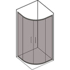 Box doccia semicircolare apertura scorrevole angolare reversibile 80x80 cm modello Dioniso in cristallo trasparente 6 mm