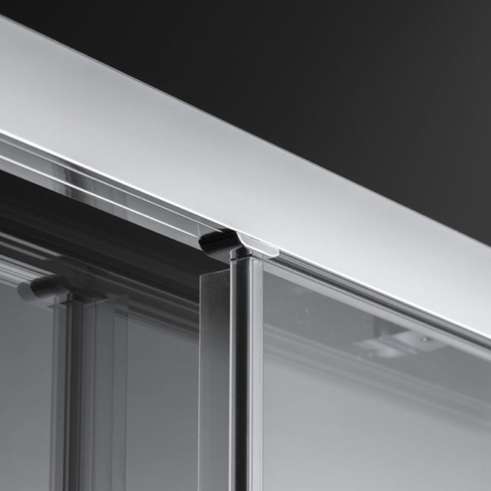 Box doccia semicircolare apertura scorrevole angolare reversibile 80x80 cm modello Dioniso in cristallo trasparente 6 mm