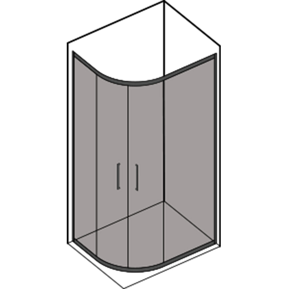 Box doccia semicircolare asimmetrico scorrevole reversibile 90x70 cm modello Dioniso in cristallo trasparente 6 mm