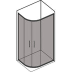 Box doccia semicircolare asimmetrico scorrevole reversibile 90x70 cm modello Dioniso in cristallo trasparente 6 mm