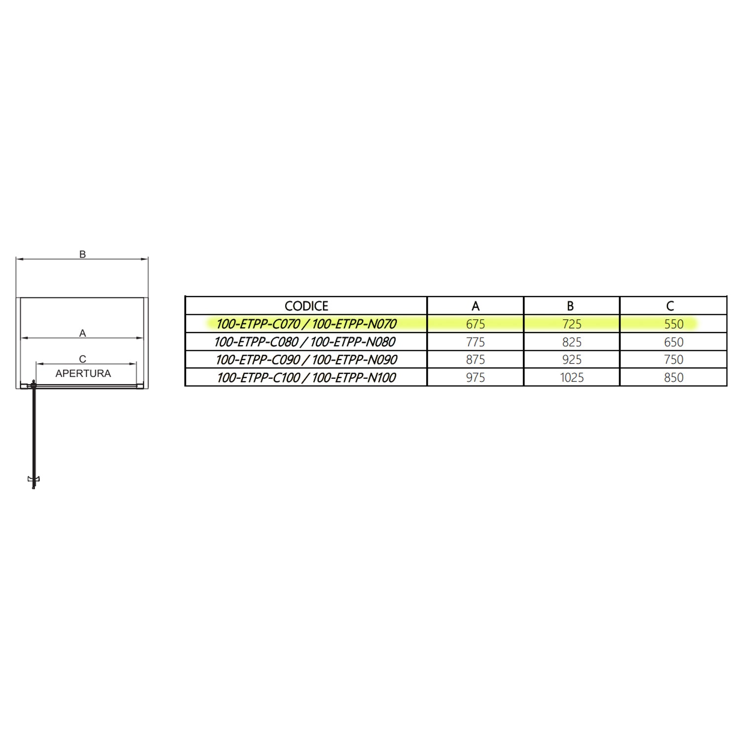 Porta doccia pivotante DocciaGo serie Satin cm 70 - Cromo