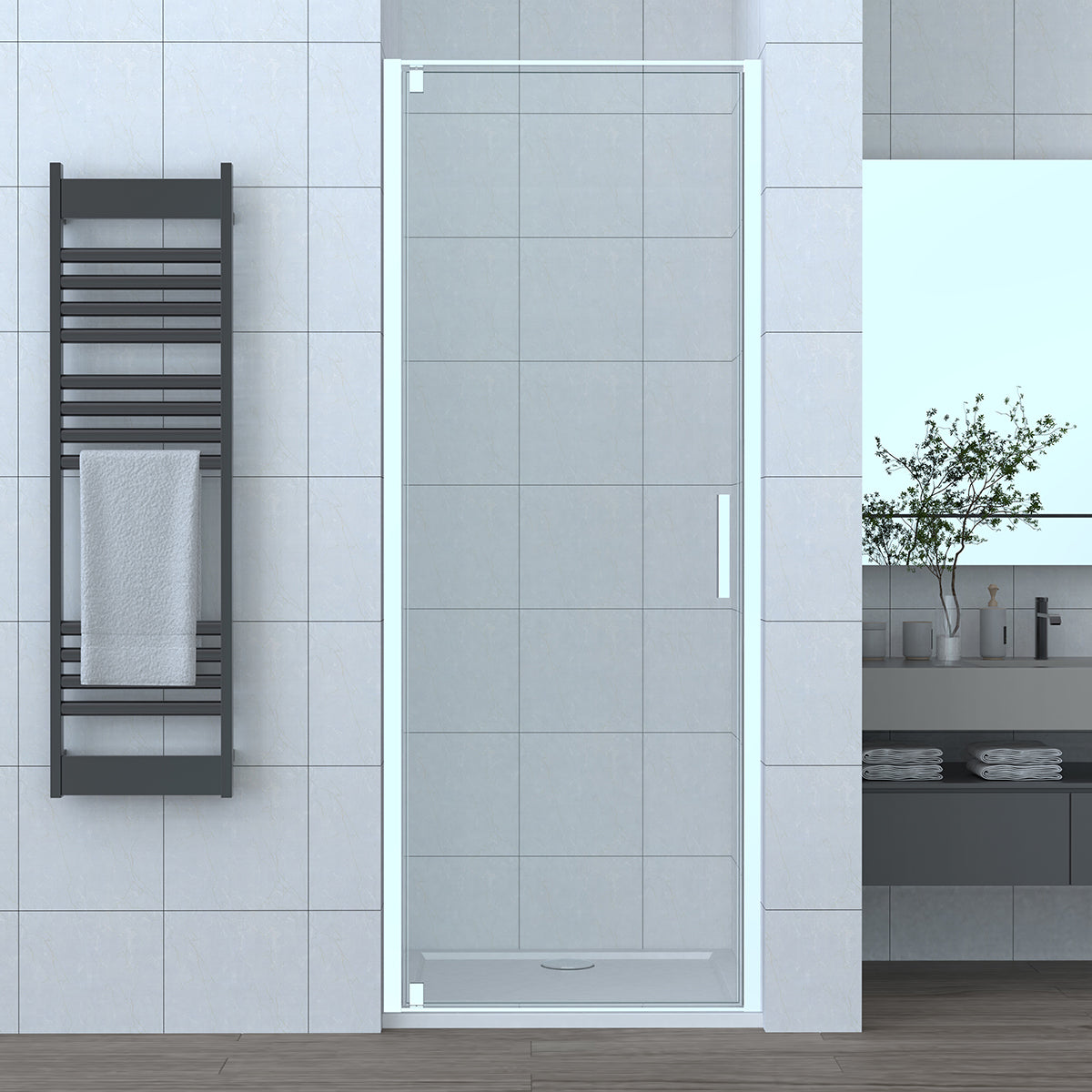 Porta doccia pivotante DocciaGo serie Satin cm 80 - Cromo
