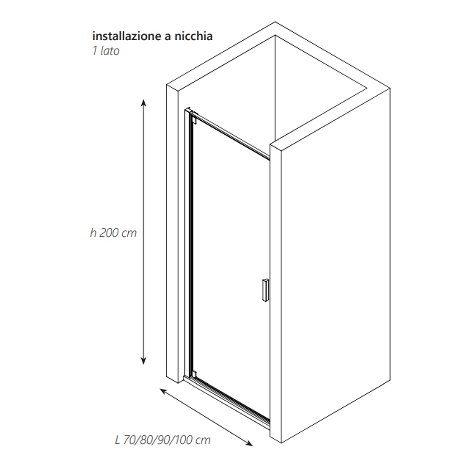 Porta doccia pivotante DocciaGo serie Satin cm 80 - Cromo