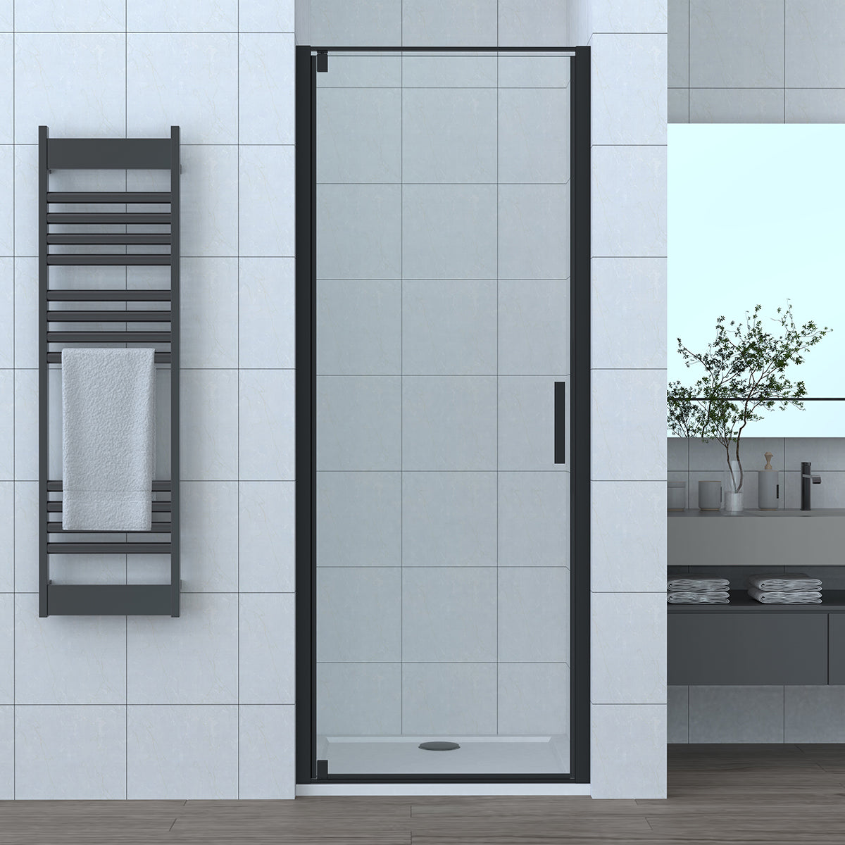 Porta doccia pivotante DocciaGo serie Satin cm 70 - Nero