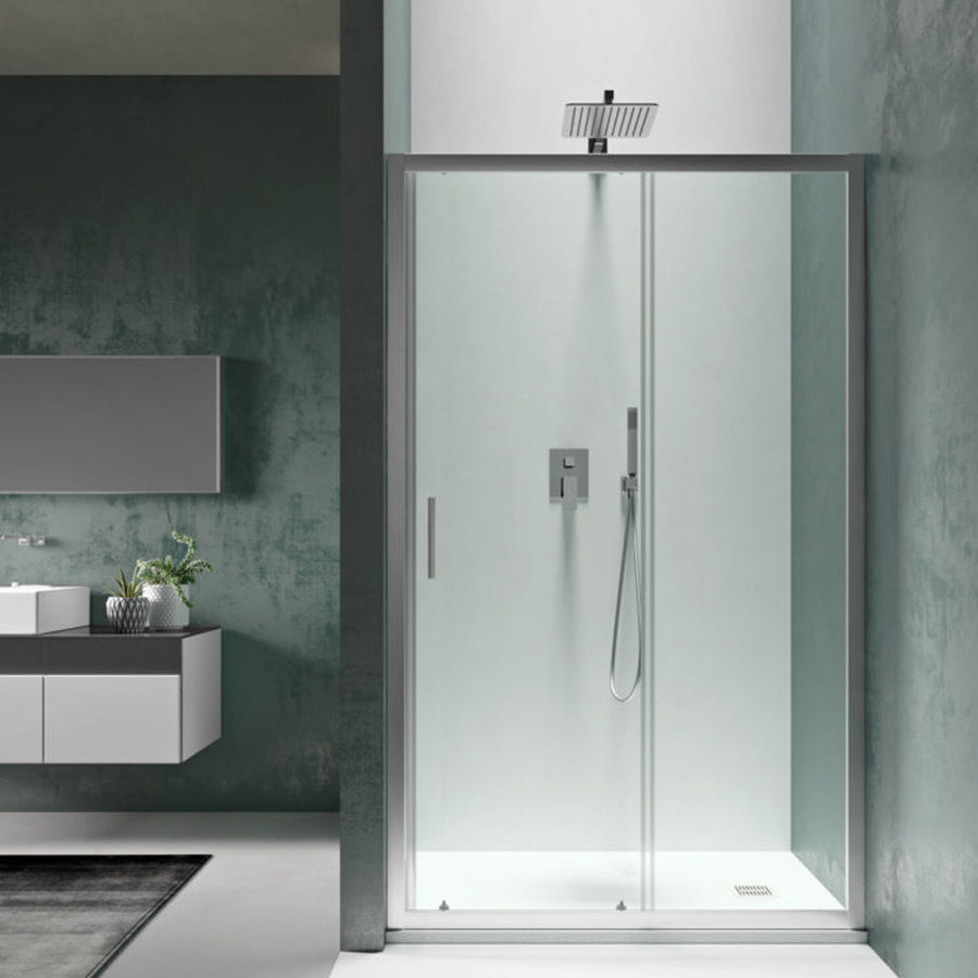 Porta doccia nicchia 105 cm Smart in cristallo temperato trasparente da 6 mm con apertura scorrevole