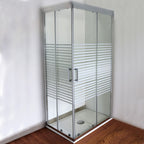 Box doccia Iconic cm 70x75 con apertura scorrevole angolare in vetro anticalcare Smart Clean serigrafato 6 mm