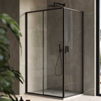 Box Doccia rettangolare 80x120 in cristallo da 6 mm e profilo minimale in alluminio colore Nero Opaco. Versione Sinistra