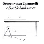 Parete Vasca a due pannelli cm 120 in cristallo trasparente da 6 mm temperato modello Ermes