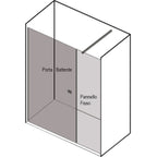 Porta doccia in linea cm 150 Ermes con pannello fisso cm 70+ porta battente cm 80 in cristallo temperato mm 6