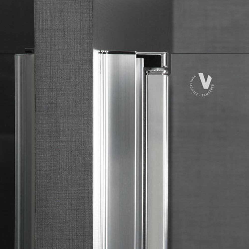 Porta doccia in linea cm 170 Ermes con pannello fisso cm 90+ porta battente cm 80 in cristallo temperato mm 6