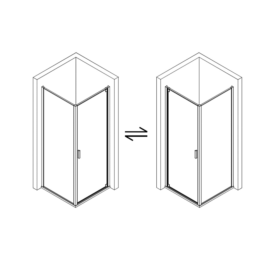 Box doccia angolare reversibile DocciaGo serie Satin con porta pivotante e parete fissa 70x70 - Cromo
