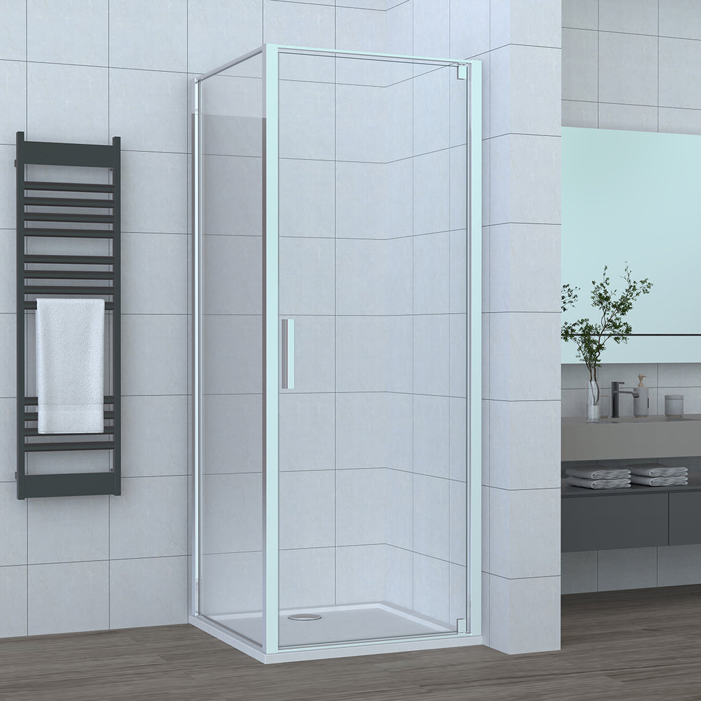 Box doccia angolare reversibile DocciaGo serie Satin con porta pivotante e parete fissa 80x100 - Cromo