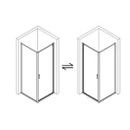 Box doccia angolare reversibile DocciaGo serie Satin con porta pivotante e parete fissa 70x80 - Nero