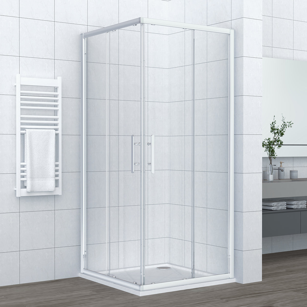 Box doccia angolare DocciaGo serie Zenith 120x80 cm con ante scorrevoli - Cromo