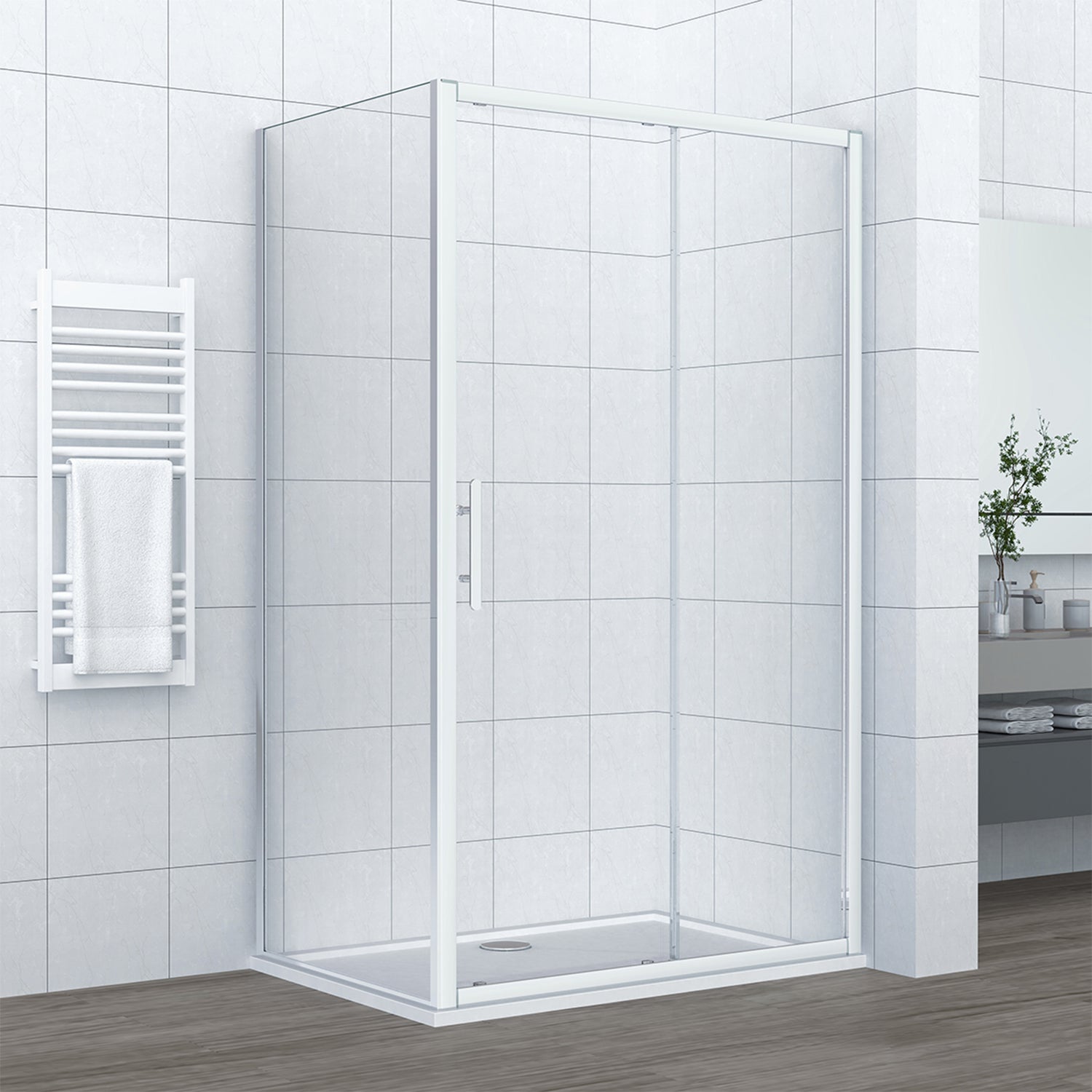 Box doccia angolare DocciaGo serie Sound con parete fissa 70 cm e porta scorrevole 120 cm - Cromo