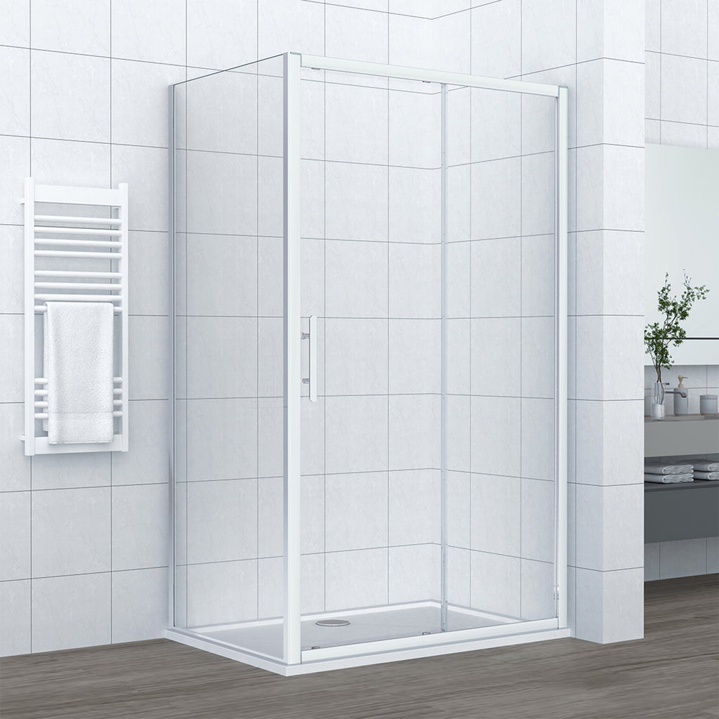 Box doccia angolare DocciaGo serie Sound con parete fissa 75 cm e porta scorrevole 100 cm - Cromo