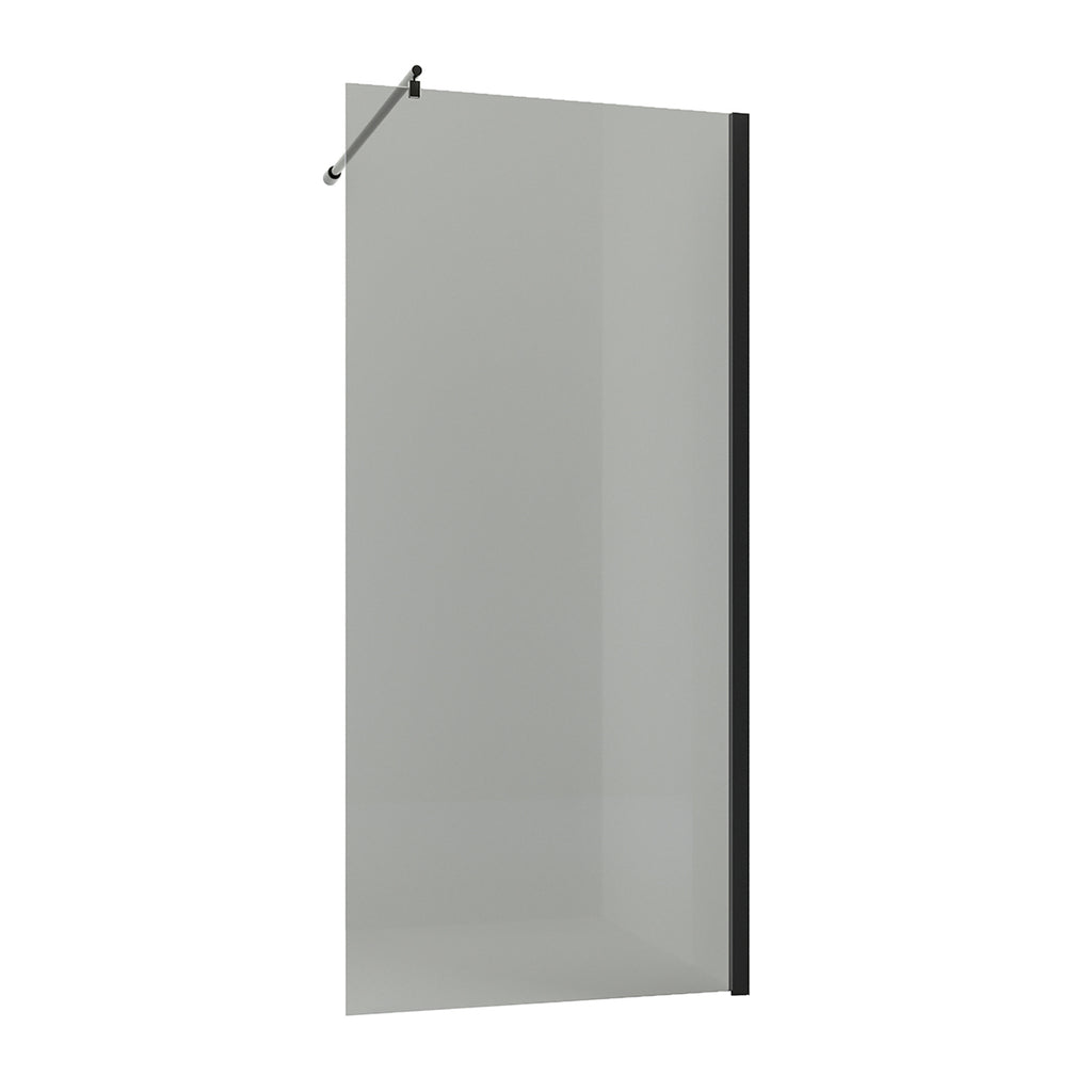 Parete doccia Walk-In assemblata DocciaGo serie Clover 100 cm - Nero/Vetro Grigio