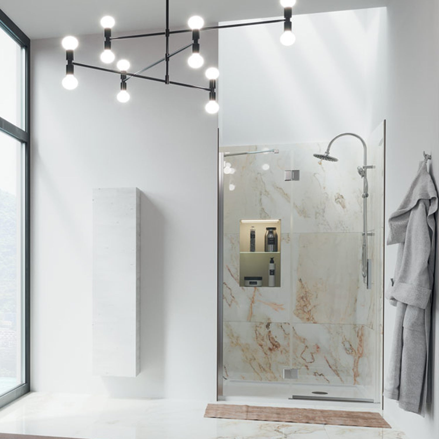 Porta doccia battente in cristallo DocciaGo serie Flow 120 cm - Cromo