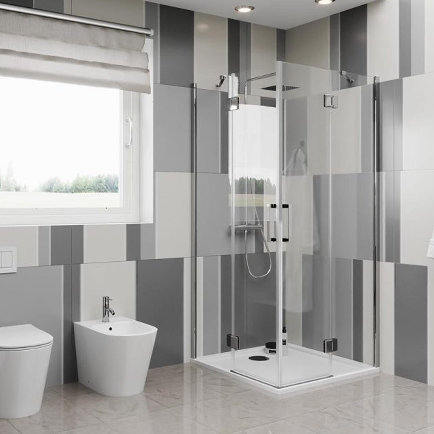 Box doccia angolare con doppia porta battente DocciaGo serie Flow 110x130 cm - Cromo