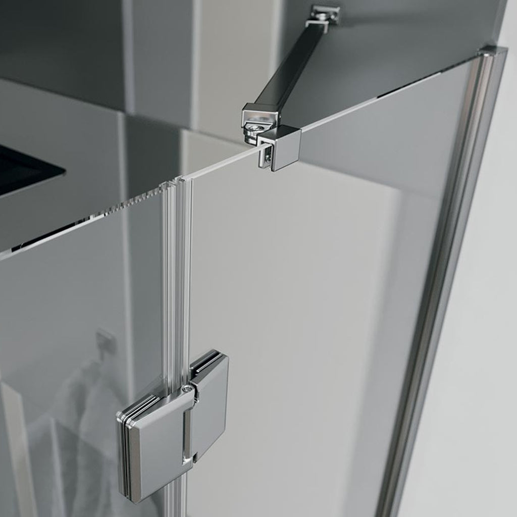 Box doccia angolare con porta battente e parete fissa DocciaGo serie Flow 110x80 cm â€“ Cromo