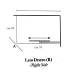 Box doccia quadrato con apertura scorrevole angolare cm 70x90 modello Lauren in cristallo temperato mm 8 - LATO DESTRO