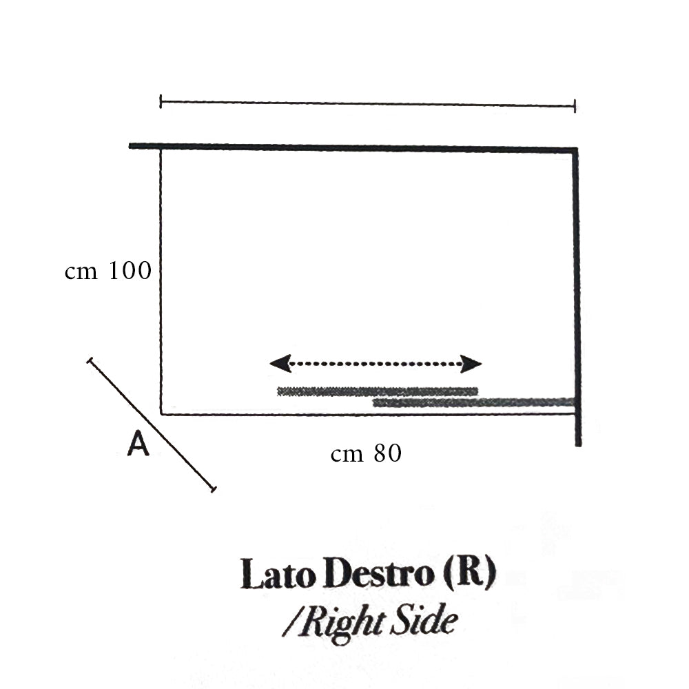 Box doccia rettangolare con apertura angolare cm 80x100 modello Lauren in cristallo temperato mm 8 -LATO DESTRO