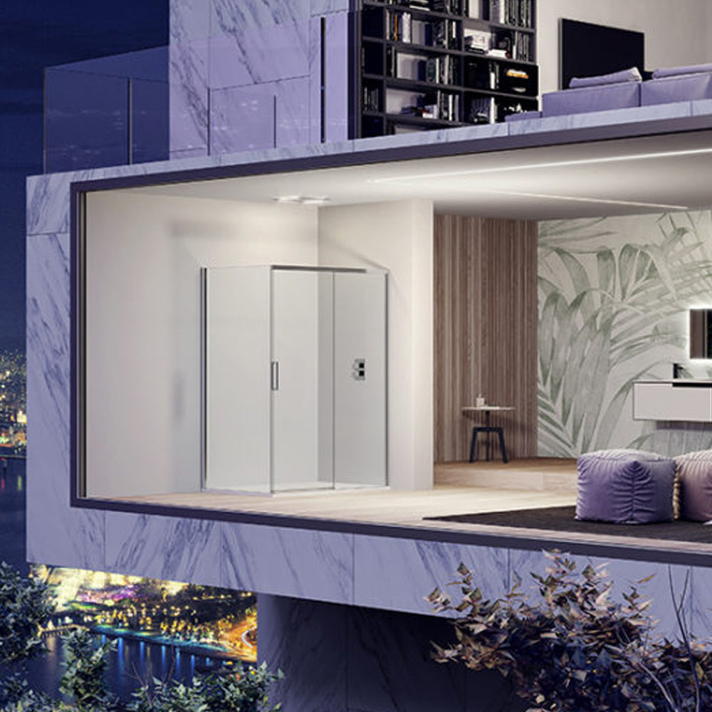 Box doccia rettangolare con apertura angolare cm 90x70 modello Lauren  in cristallo temperato mm 8 -LATO DESTRO