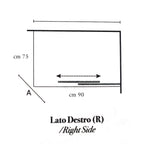 Box doccia rettangolare con apertura angolare cm 90x75 modello Lauren in cristallo temperato mm 8 -LATO DESTRO