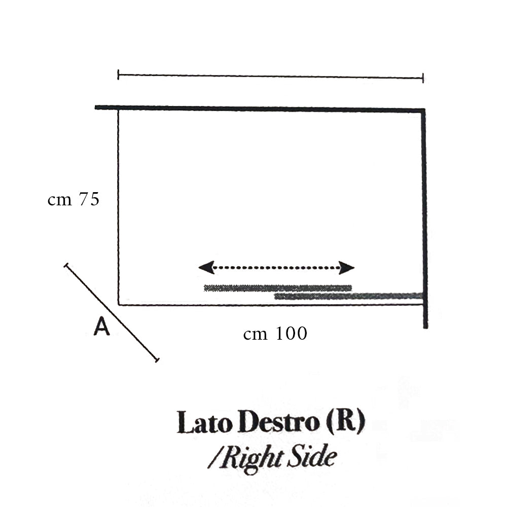 Box doccia rettangolare con apertura angolare cm 100x75 modello Lauren in cristallo temperato mm 8 -LATO DESTRO
