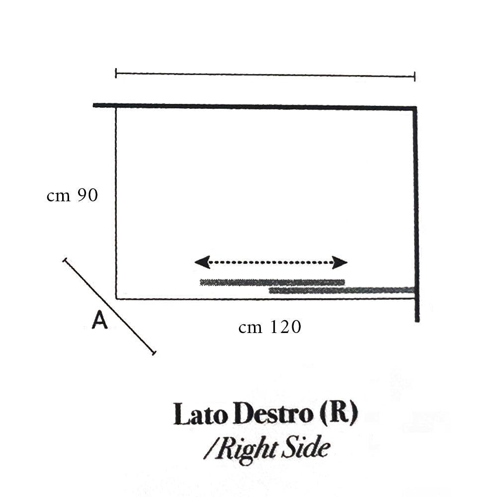 Box doccia rettangolare con apertura angolare cm 120x90 modello Lauren in cristallo temperato mm 8 -LATO DESTRO