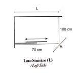 Box doccia rettangolare con apertura angolare cm 70x100 modello Lauren in cristallo temperato mm 8 -LATO SINISTRO
