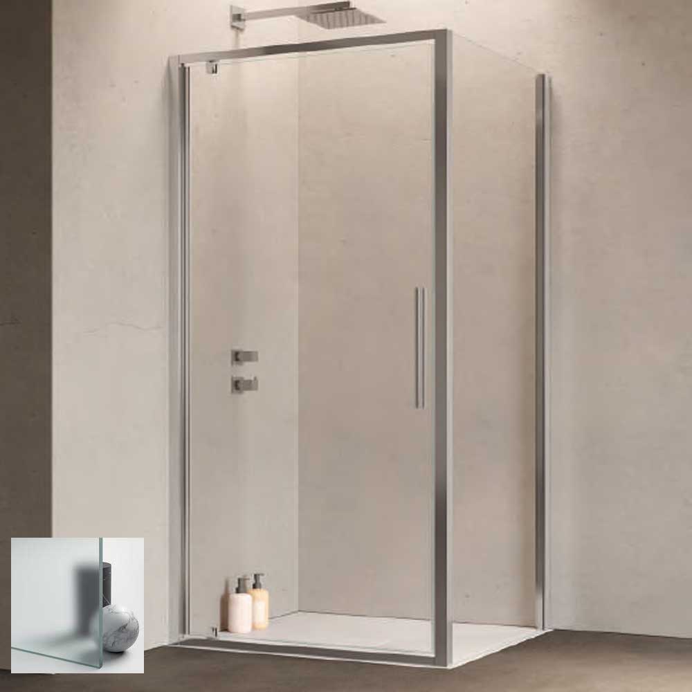 Lato Fisso per Box Doccia Hexa By Samo estensibilitÃ  87-89 cm con profilo Cromato e Cristallo Trasparente 6 mm temperato Anticalcare Permanente