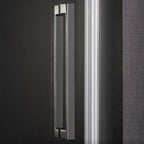 Porta doccia nicchia cm 150 Ermes con pannello fisso cm 80+ porta battente cm 70 in cristallo temperato mm 6