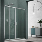 Porta doccia due scorrevoli apertura centrale cm 150 modello Smart in cristallo temperato mm 6