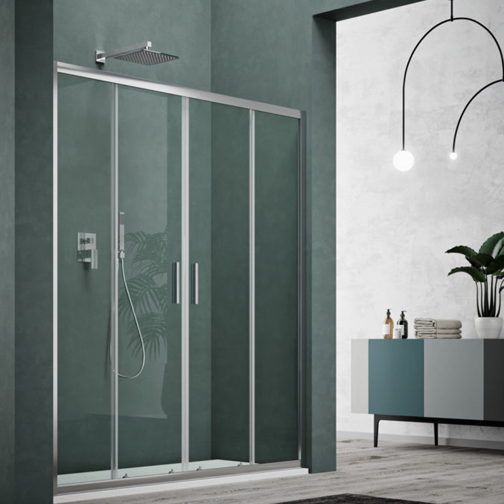 Porta doccia due scorrevoli apertura centrale cm 170 modello Smart in cristallo temperato mm 6