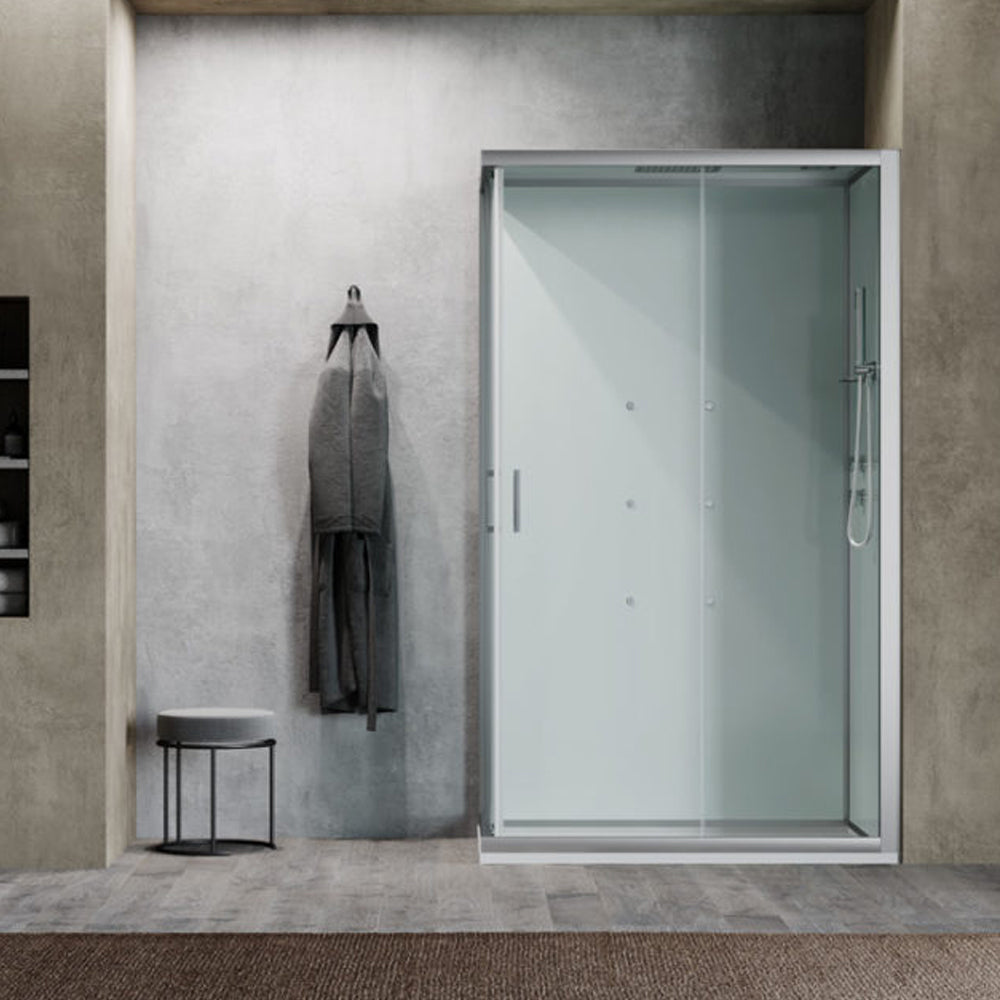 Cabina doccia multifunzione Ercole Plus cm 120x70 con idrogetti dorsali Bluetooth e Cromoterapia- Versione Destra