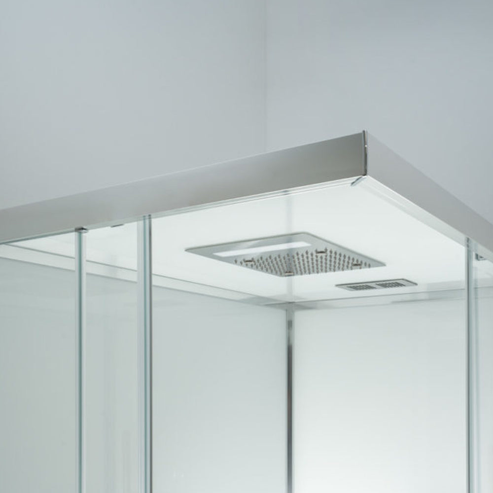 Cabina doccia multifunzione Ercole Plus cm 100x80 con idrogetti dorsali Bluetooth e Cromoterapia- Versione Sinistra