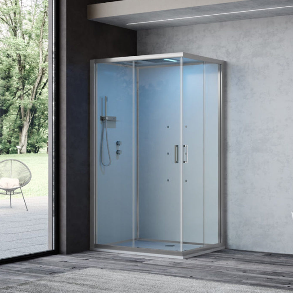 Cabina doccia multifunzione Ercole Plus cm 120x80 con idrogetti dorsali Bluetooth e Cromoterapia- Versione Sinistra