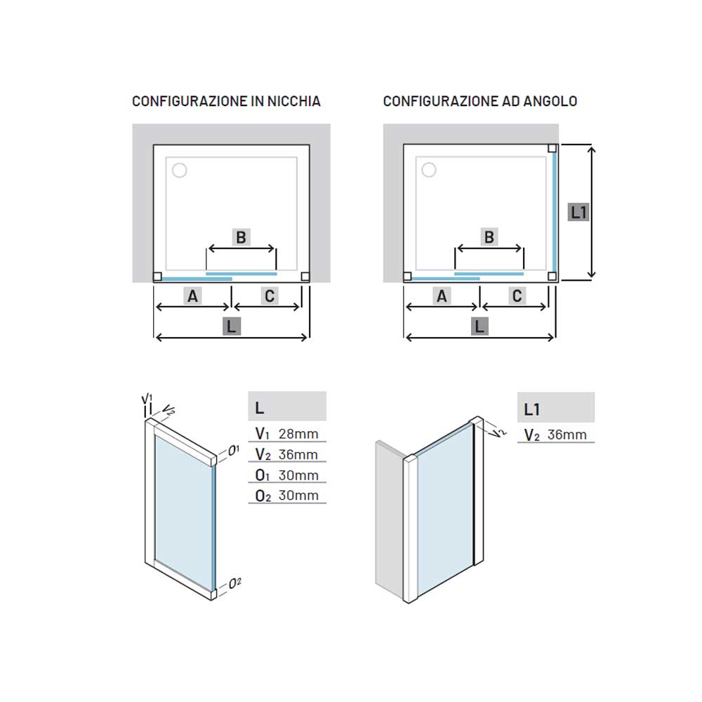 Porta doccia con Apertura scorrevole da cm 120 con Profilo in Alluminio Cromato e Cristallo 6 mm Trasparente Anticalcare Hexa by SAMO