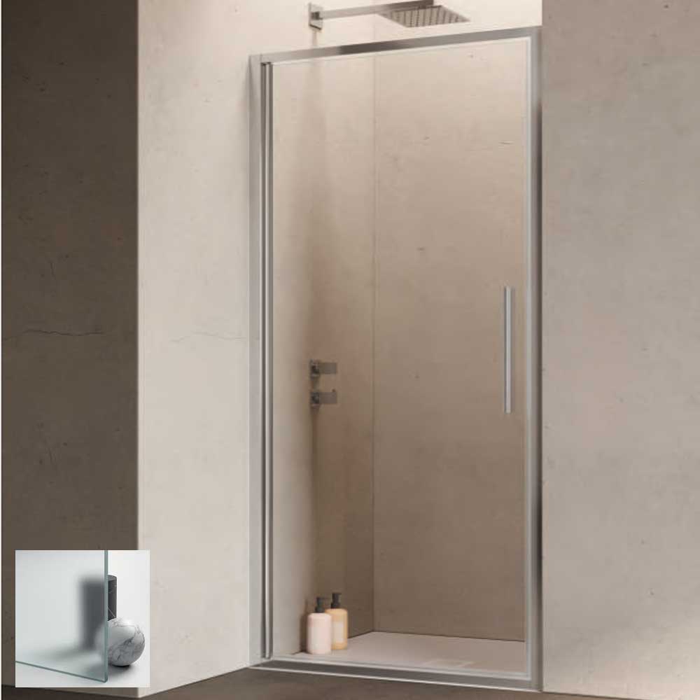 Porta doccia con Battente da cm 75 con Profilo in Alluminio Cromato e Cristallo 6 mm Opaco Anticalcare Hexa by SAMO