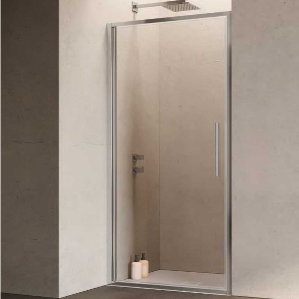 Porta doccia con Apertura Battente da cm 90 con Profilo in Alluminio Cromato e Cristallo 6 mm Trasparente Anticalcare Hexa by SAMO