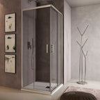 Box doccia angolare Loop 80x80 in alluminio e cristallo trasparente anticalcare Smart Clean