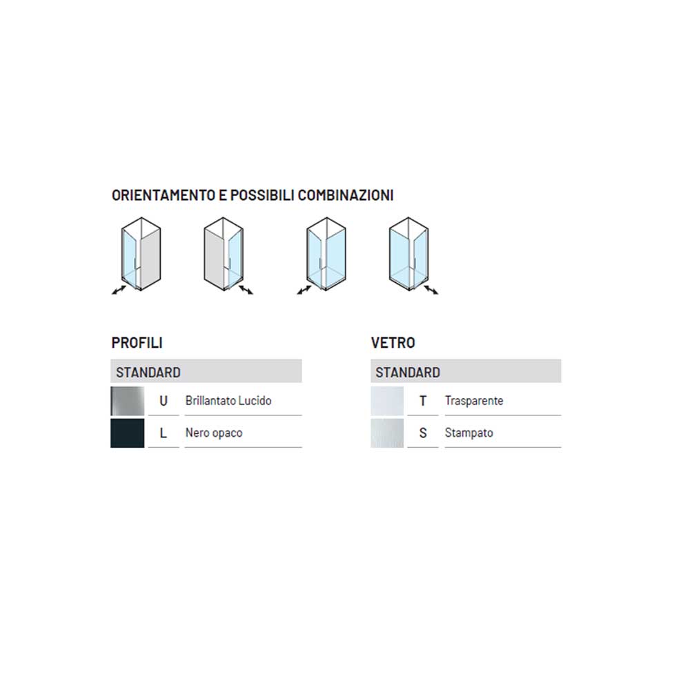 Porta doccia con Battente Pivot da cm 80 con Profilo in Alluminio Cromato e Cristallo 6 mm Opaco Anticalcare Hexa by SAMO