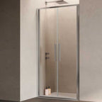 Porta doccia con Apertura Saloon da cm 80 con Profilo in Alluminio Cromato e Cristallo 6 mm Trasparente Anticalcare Hexa by SAMO