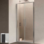 Porta doccia con Apertura Saloon da cm 100 con Profilo in Alluminio Nero e Cristallo 6 mm Trasparente Anticalcare Hexa by SAMO
