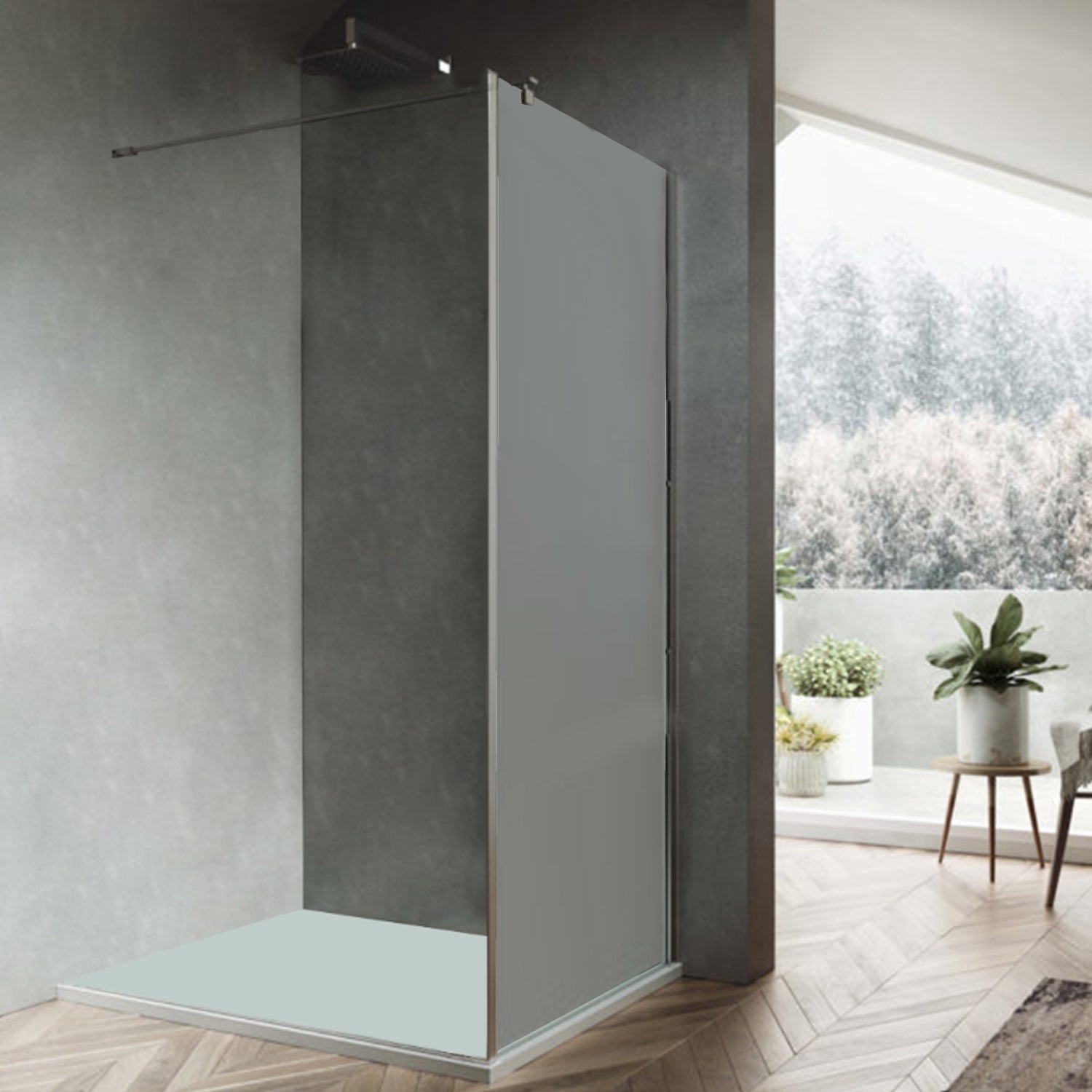Parete Walk-in modello Iris da 70 cm in cristallo opaco da 6 mm - Offerta
