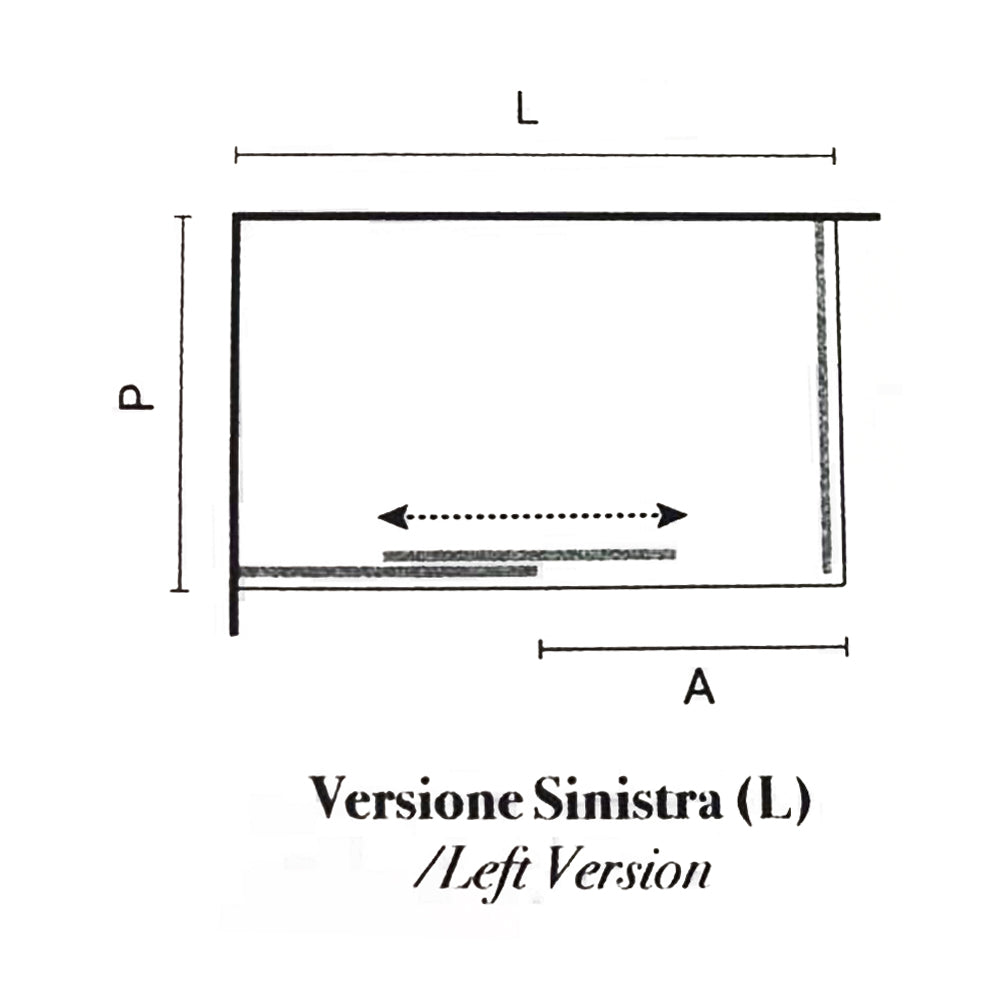 Box doccia rettangolare con apertura scorrevole verso sinistra cm 120x80 modello Lauren Carbon in cristallo temperato mm 8 e profili di colore nero