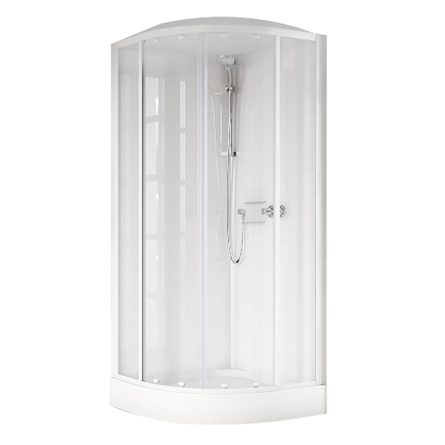 Box doccia semicircolare multifunzione modello Mediaglass 90x90 cm con ante scorrevoli